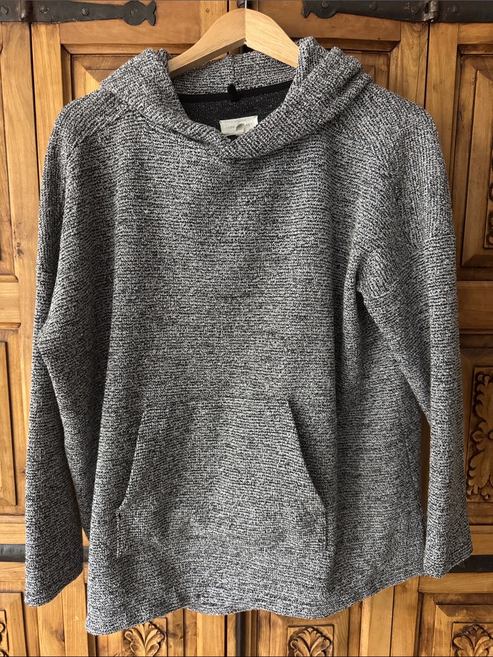Lou & Grey Heather Gray Hooded Knit Pullover